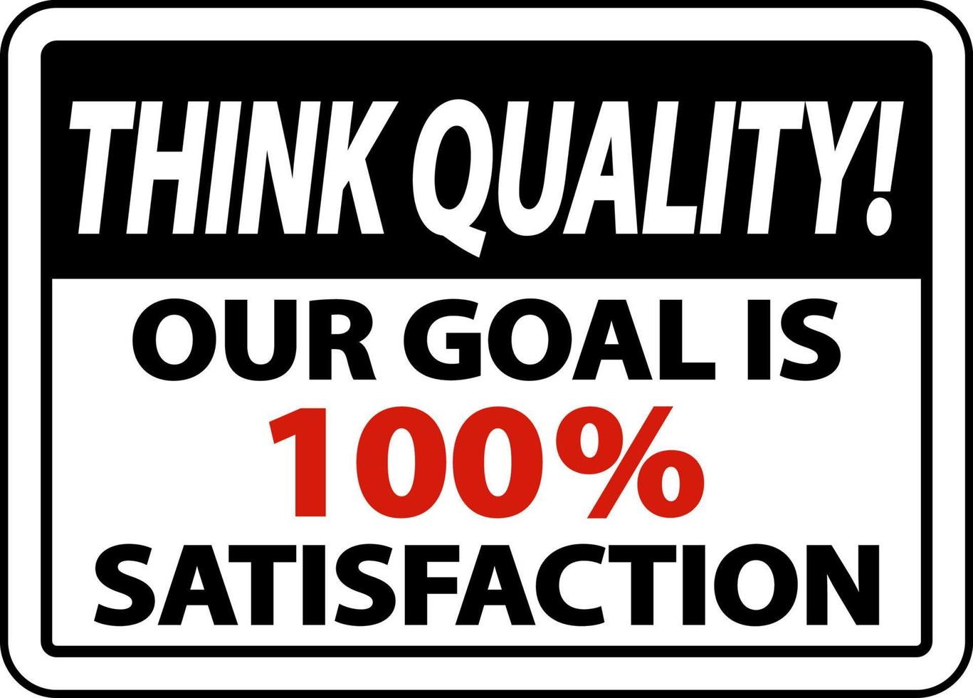 Think Quality Our Goal Is 100  Satisfaction Sign vector