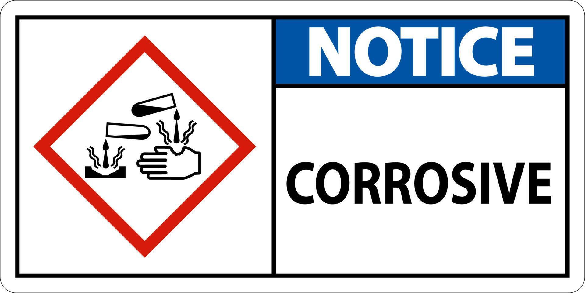 Notice Corrosive GHS Sign On White Background vector