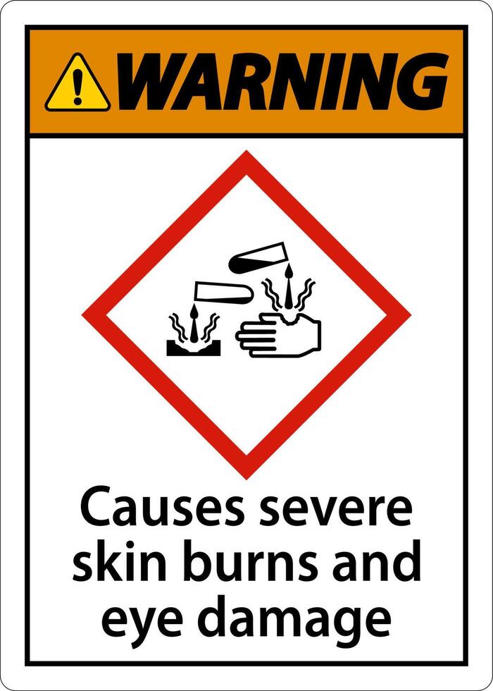 Warning Causes Severe Skin Burns Eye Damage GHS Sign vector