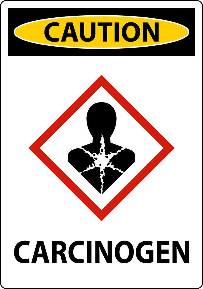 precaución carcinógeno ghs signo sobre fondo blanco vector