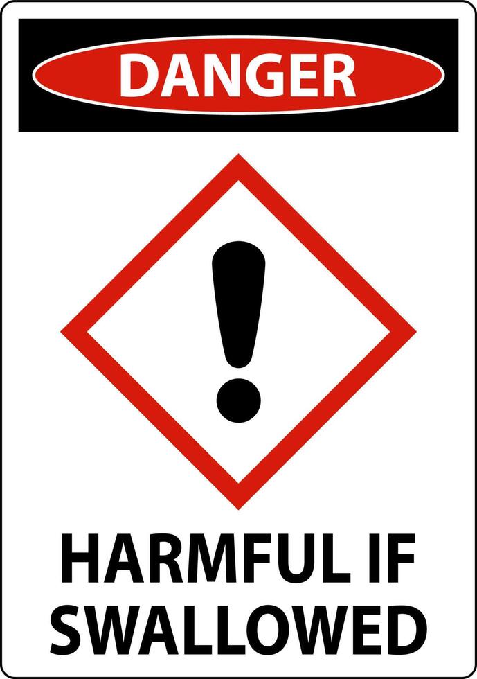 Danger Harmful If Swallowed GHS Sign On White Background vector