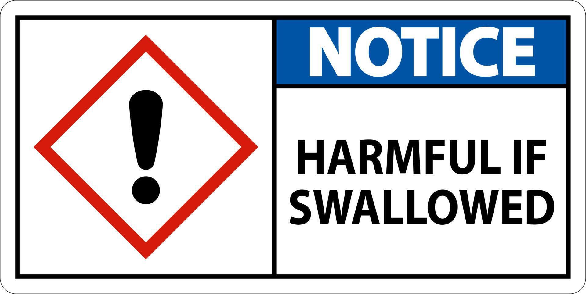 Notice Harmful If Swallowed GHS Sign On White Background vector