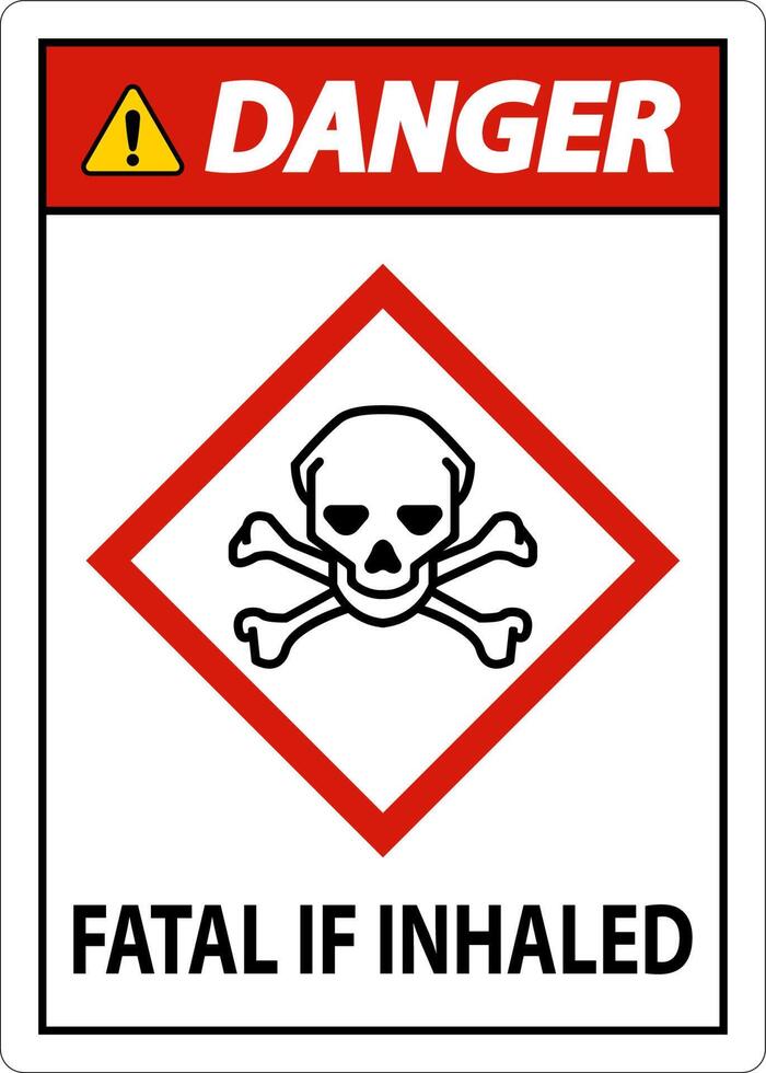 Danger Fatal In Inhaled Sign On White Background vector