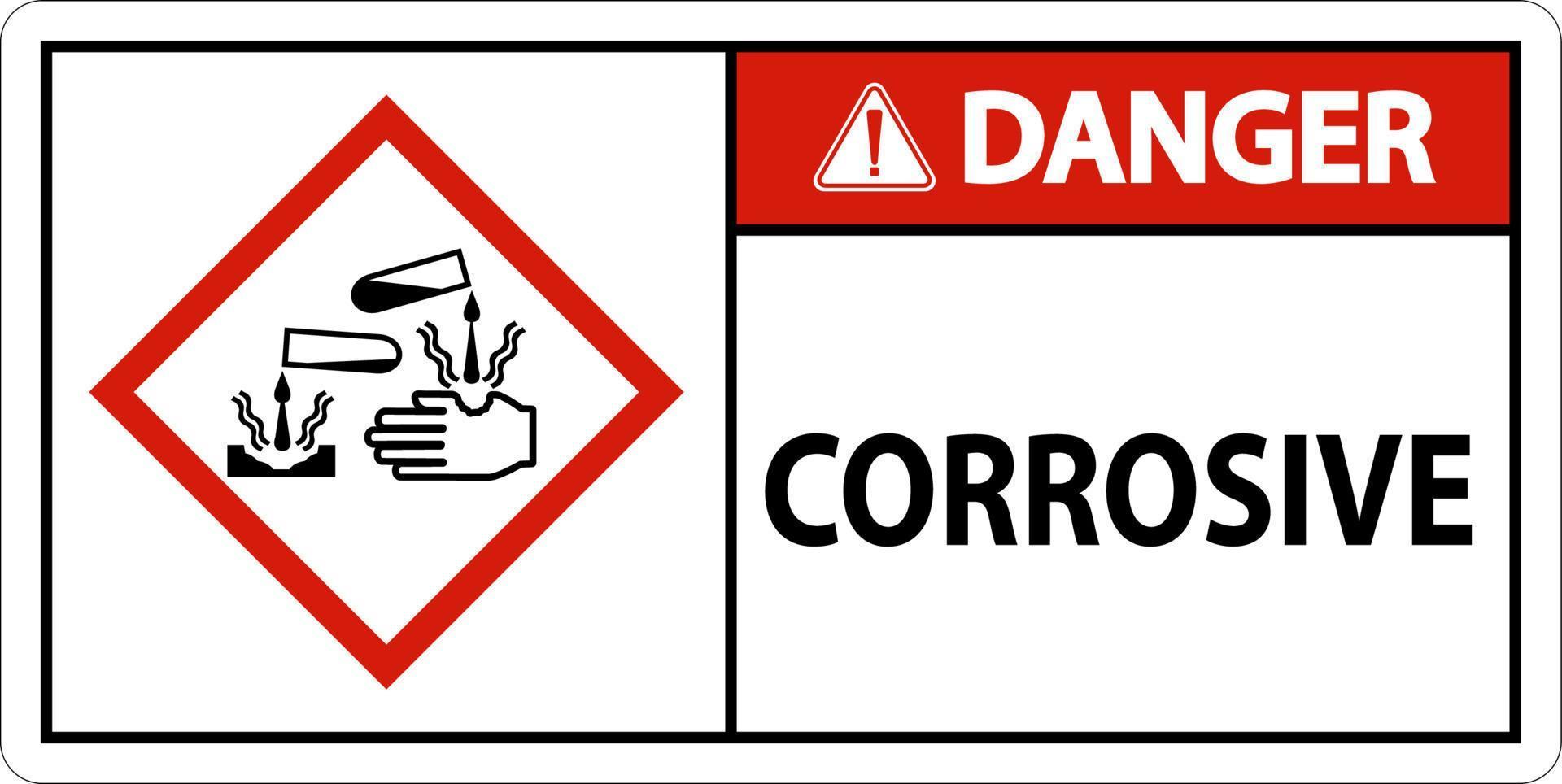Danger Corrosive GHS Sign On White Background vector