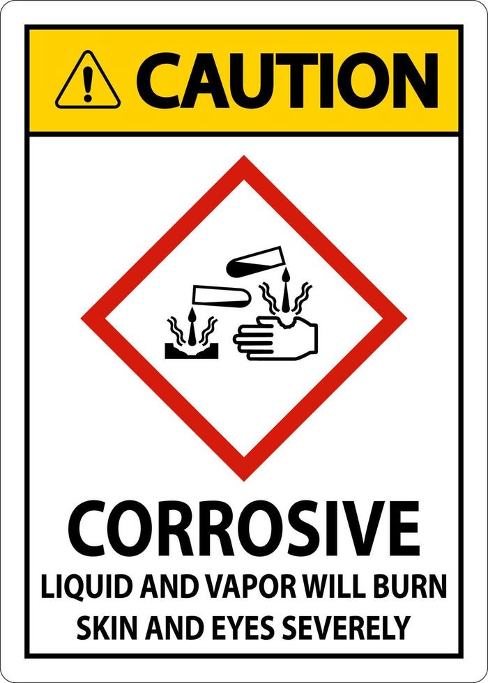 precaución el líquido corrosivo y el vapor quemarán el signo de ghs vector