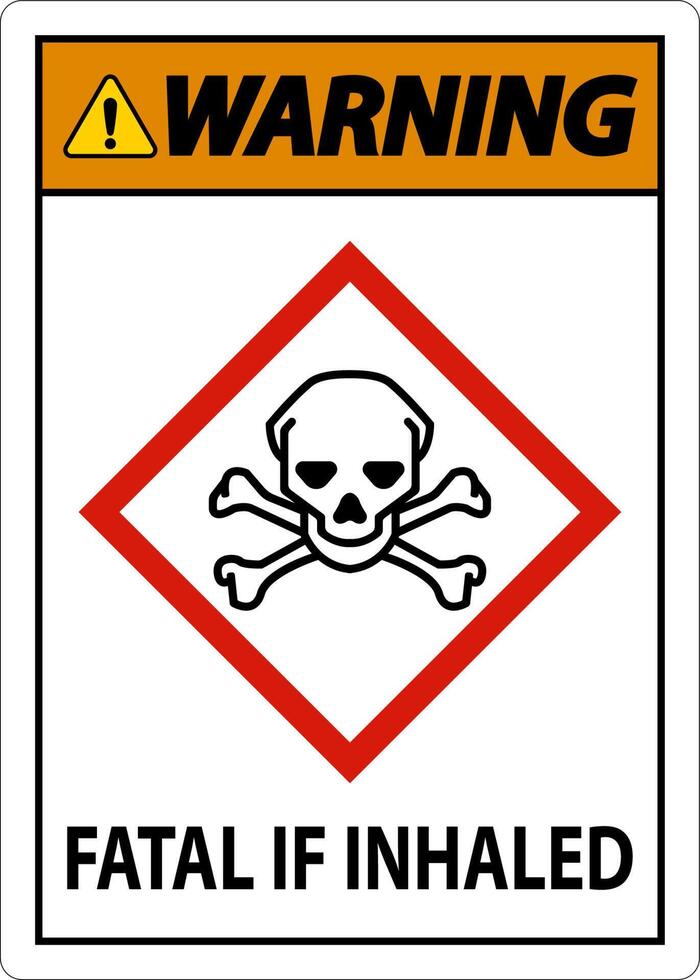Warning Fatal In Inhaled Sign On White Background vector