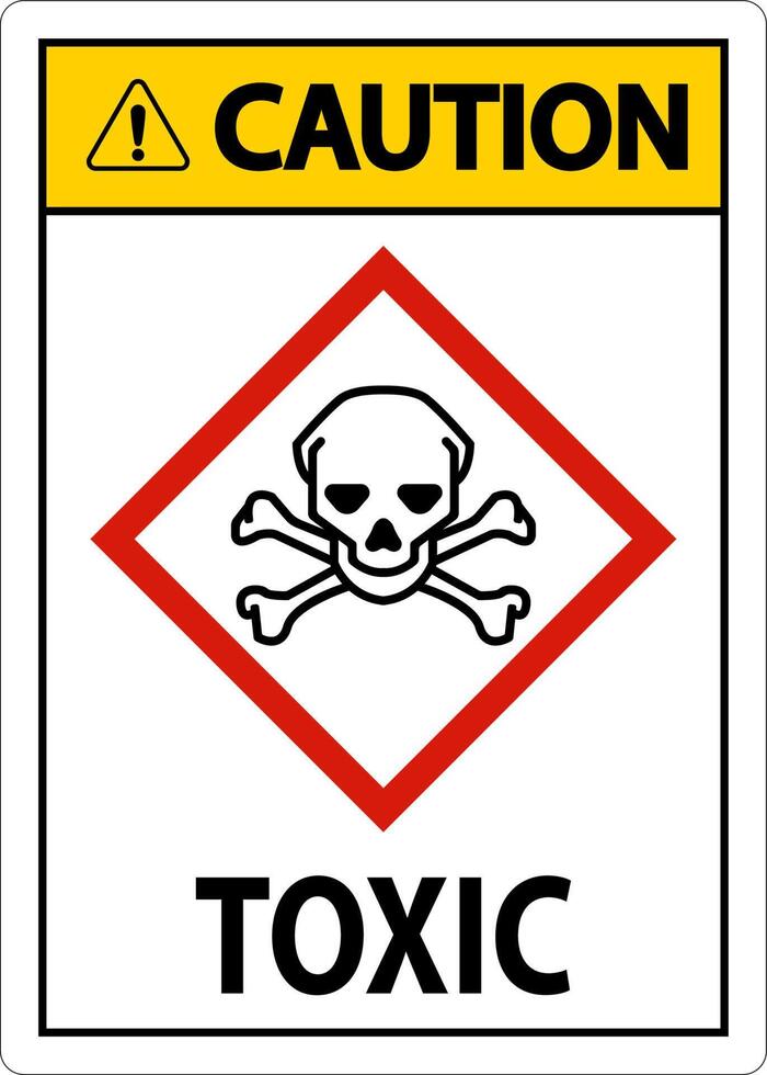 Caution Toxic GHS Sign On White Background vector