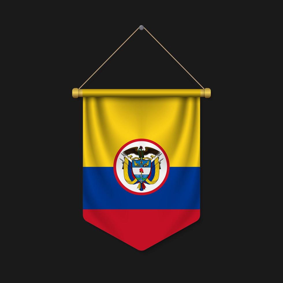 3d realistic pennant with flag vector