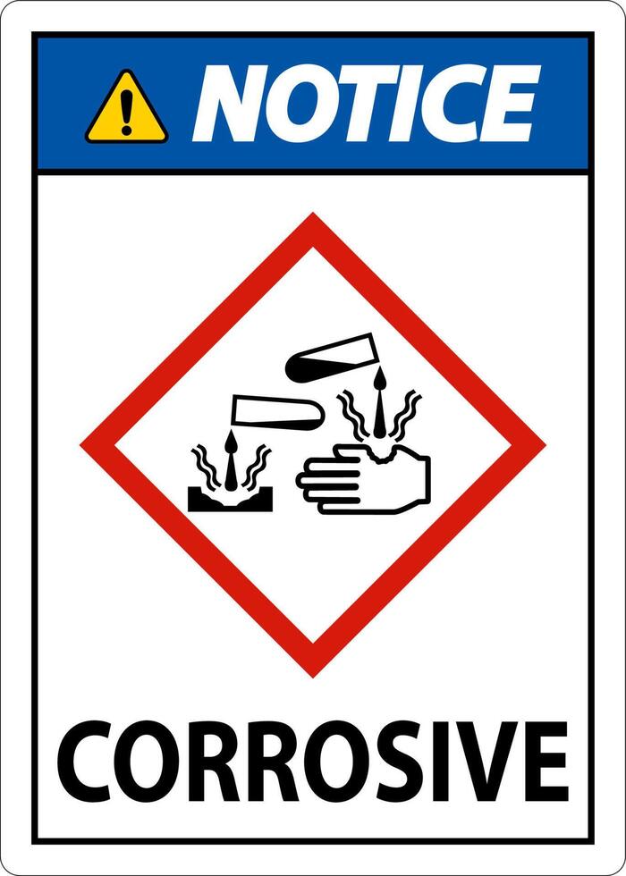 Notice Corrosive GHS Sign On White Background vector