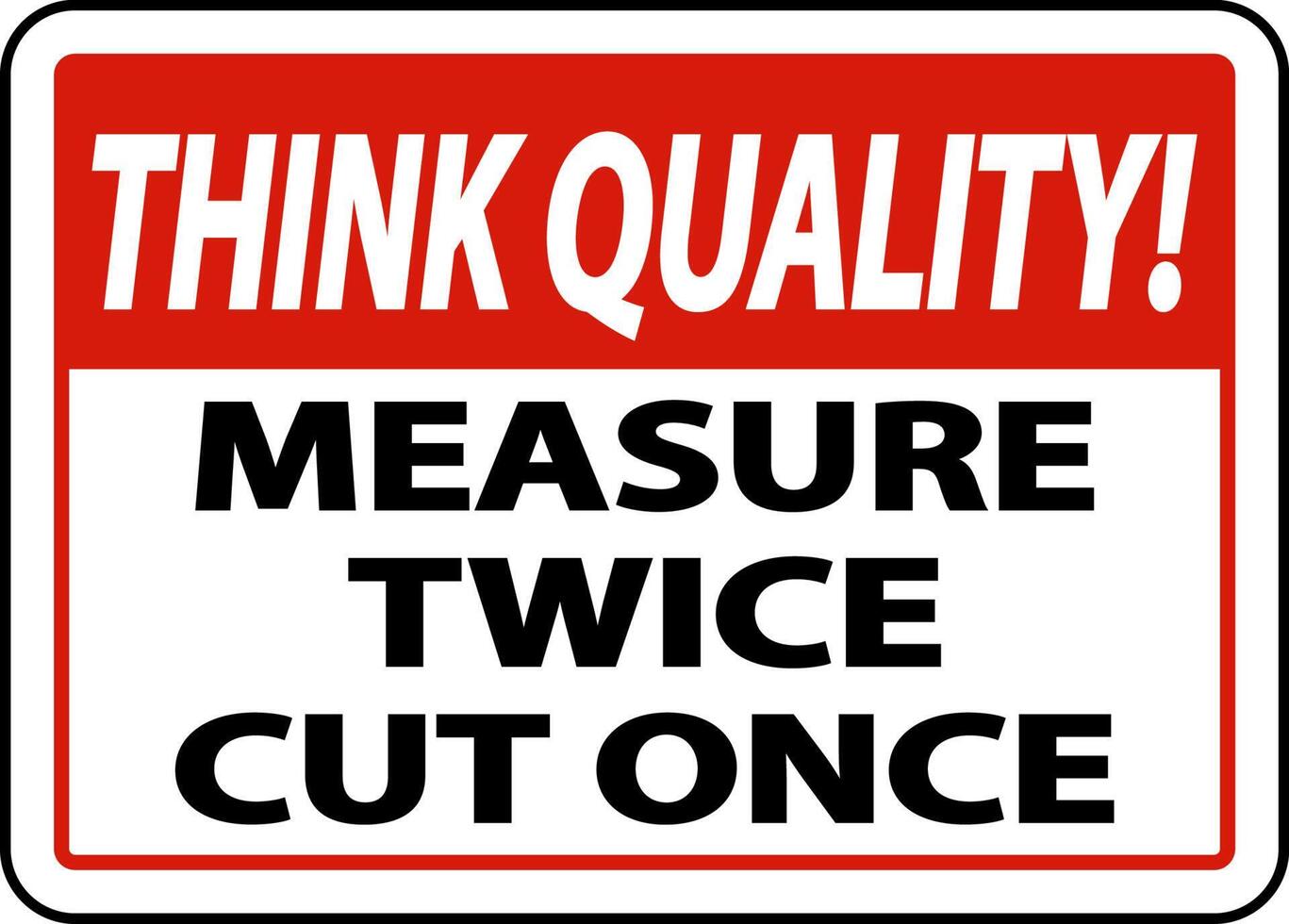 Think Quality Measure Twice Cut Once Sign vector