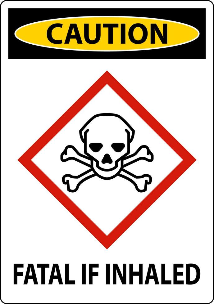 Caution Fatal In Inhaled Sign On White Background vector