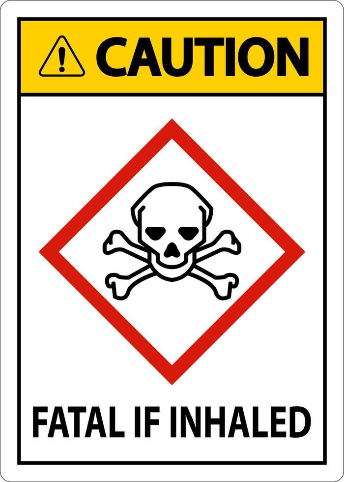 precaución fatal en signo inhalado sobre fondo blanco vector