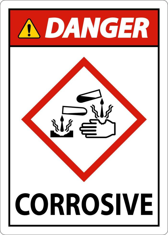 Danger Corrosive GHS Sign On White Background vector