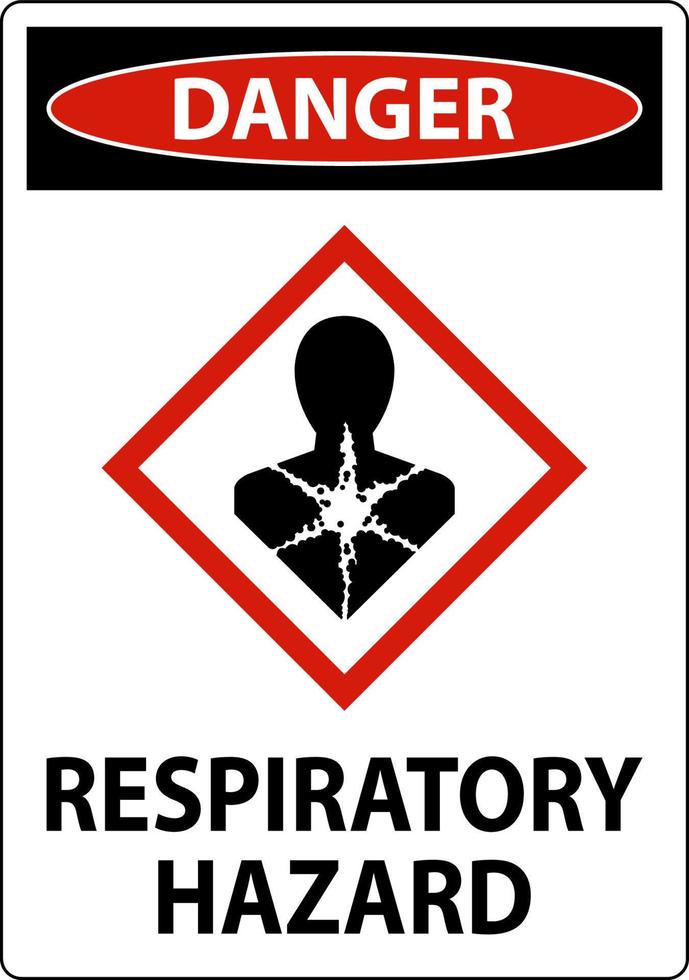 peligro peligro respiratorio ghs signo sobre fondo blanco vector