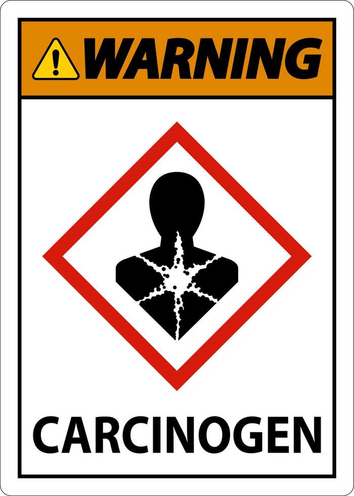 signo de advertencia carcinógeno ghs sobre fondo blanco vector