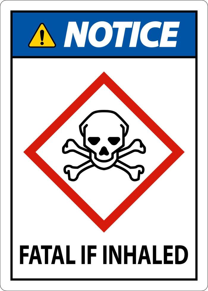 Notice Fatal In Inhaled Sign On White Background vector