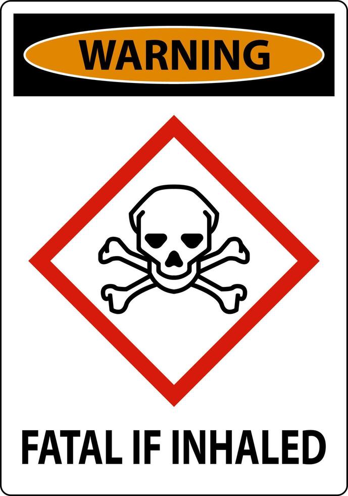 Warning Fatal In Inhaled Sign On White Background vector