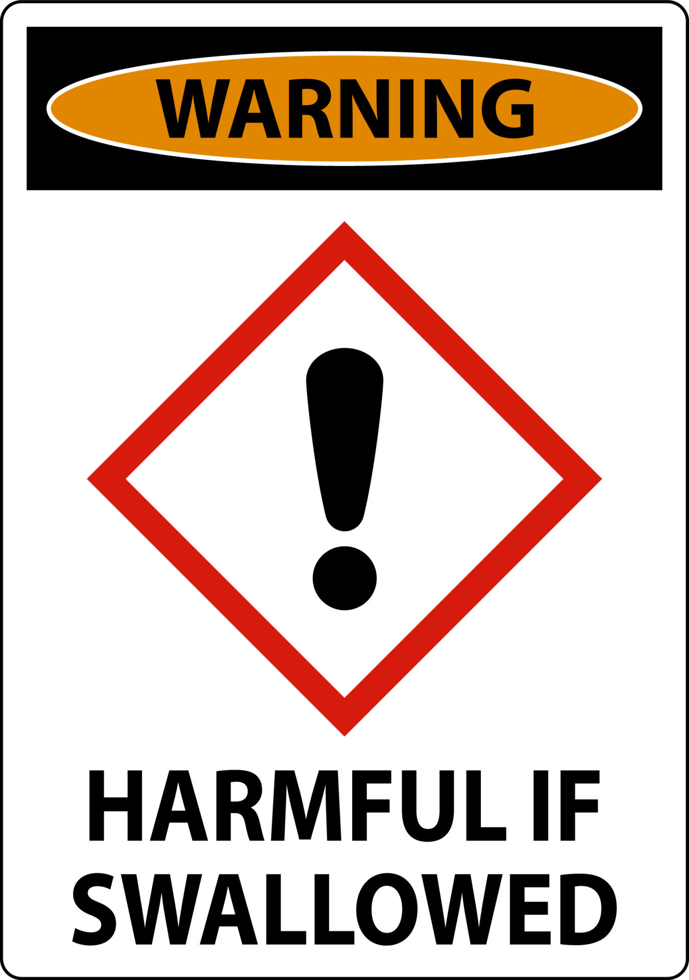 Warning Harmful If Swallowed GHS Sign On White Background 8066553