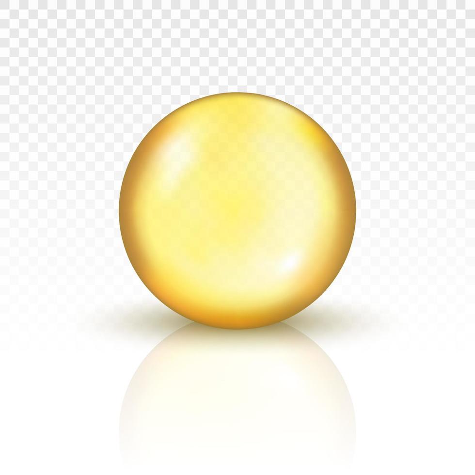 Oil gold pill capsule vector