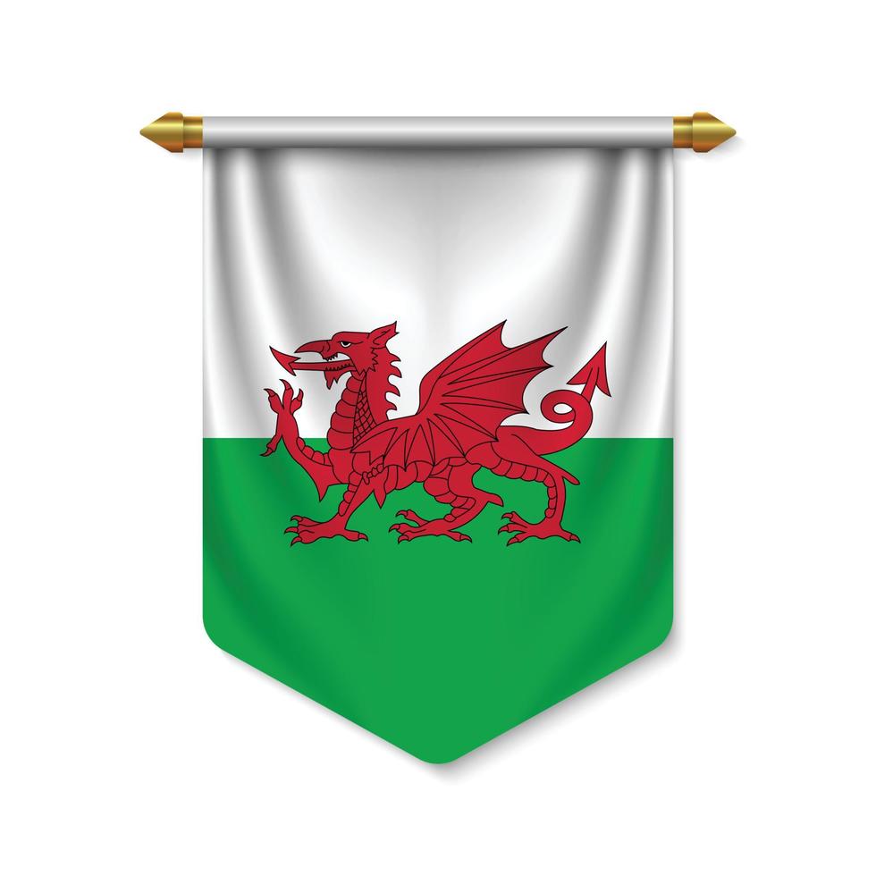 3d realistic pennant with flag vector