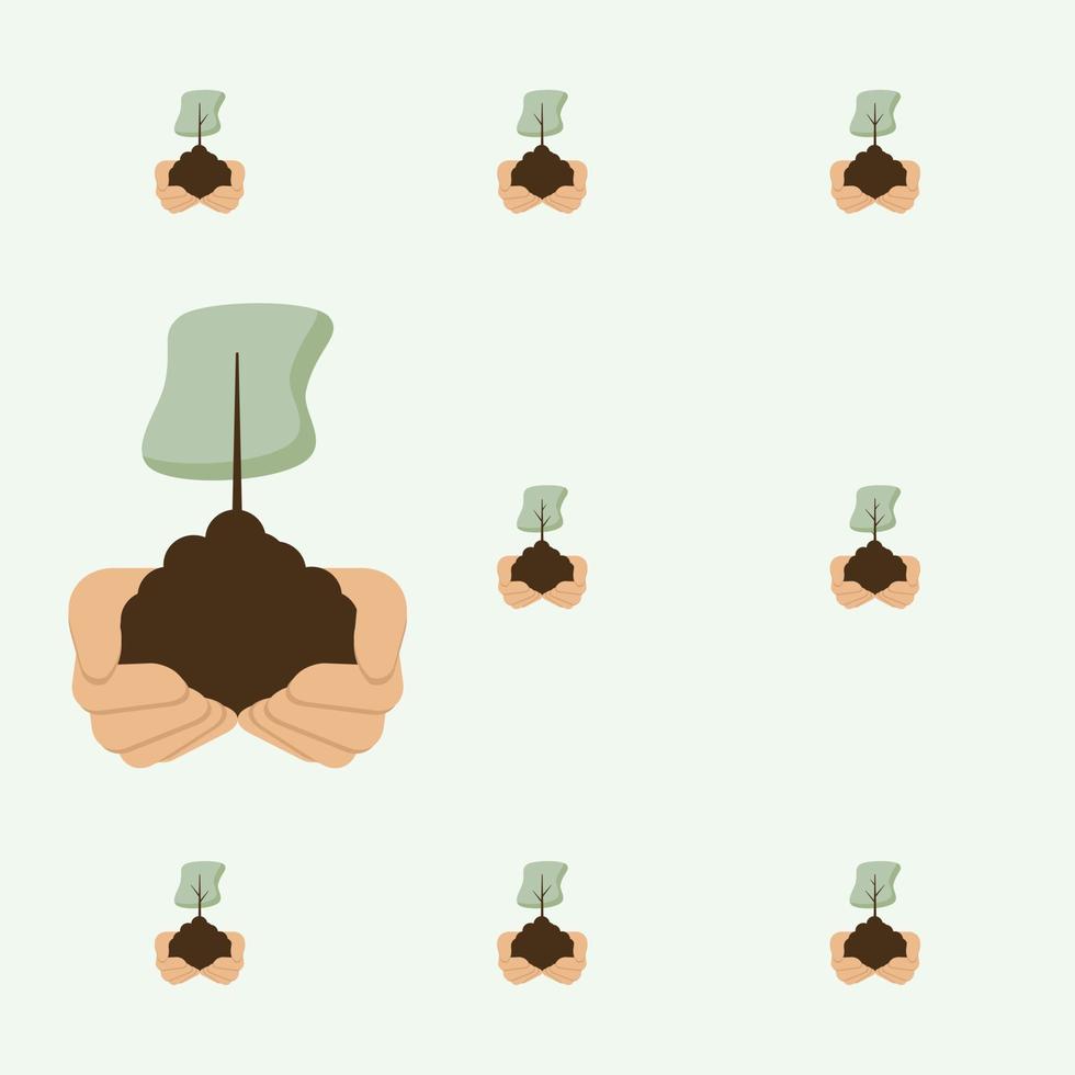 Giving Tree Environment Hands Hold Green Trees Natural Nature Protection vector