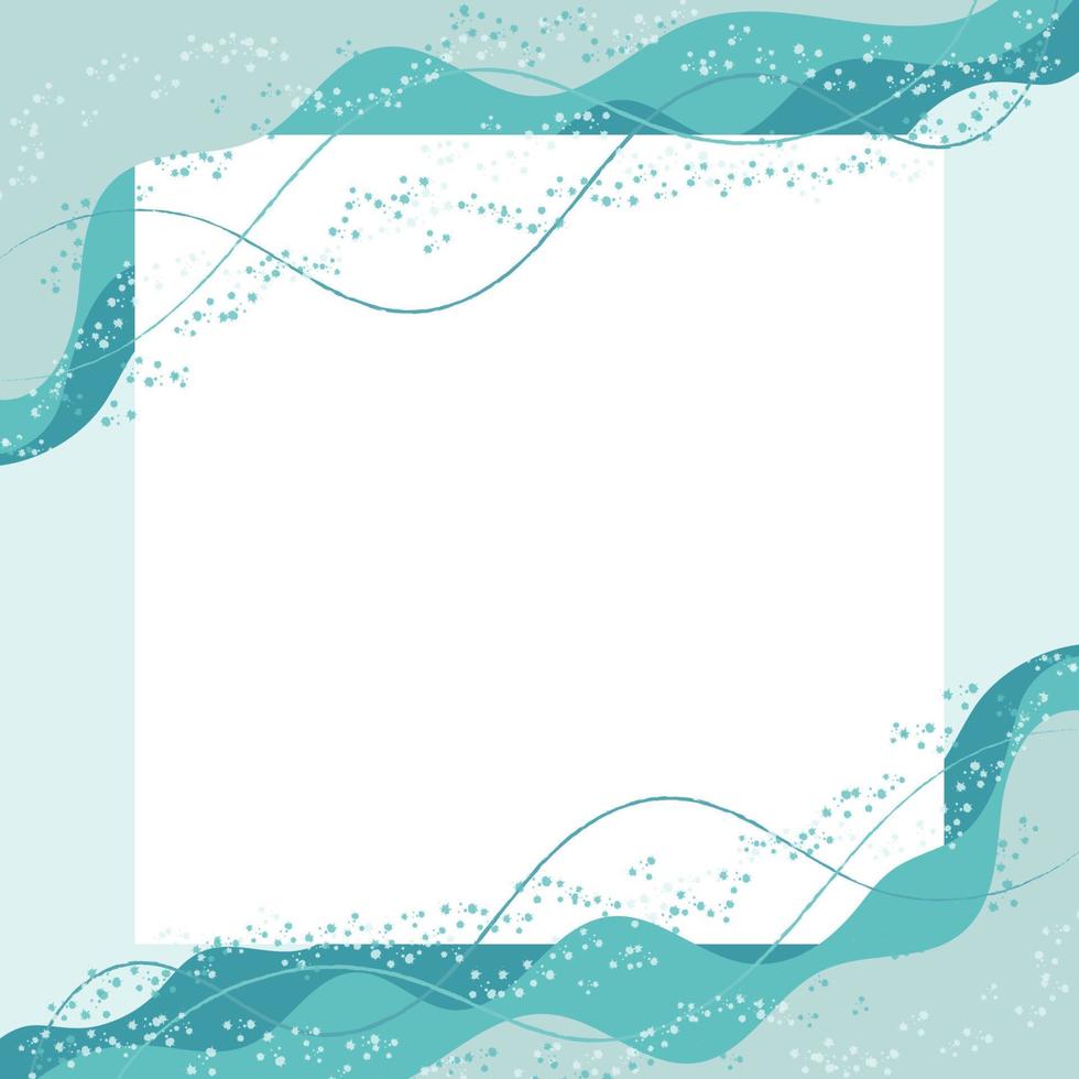 Decorative Vector Summer Frame With Abstract Graphic Ocean Waves, Brush Strokes and Splashes