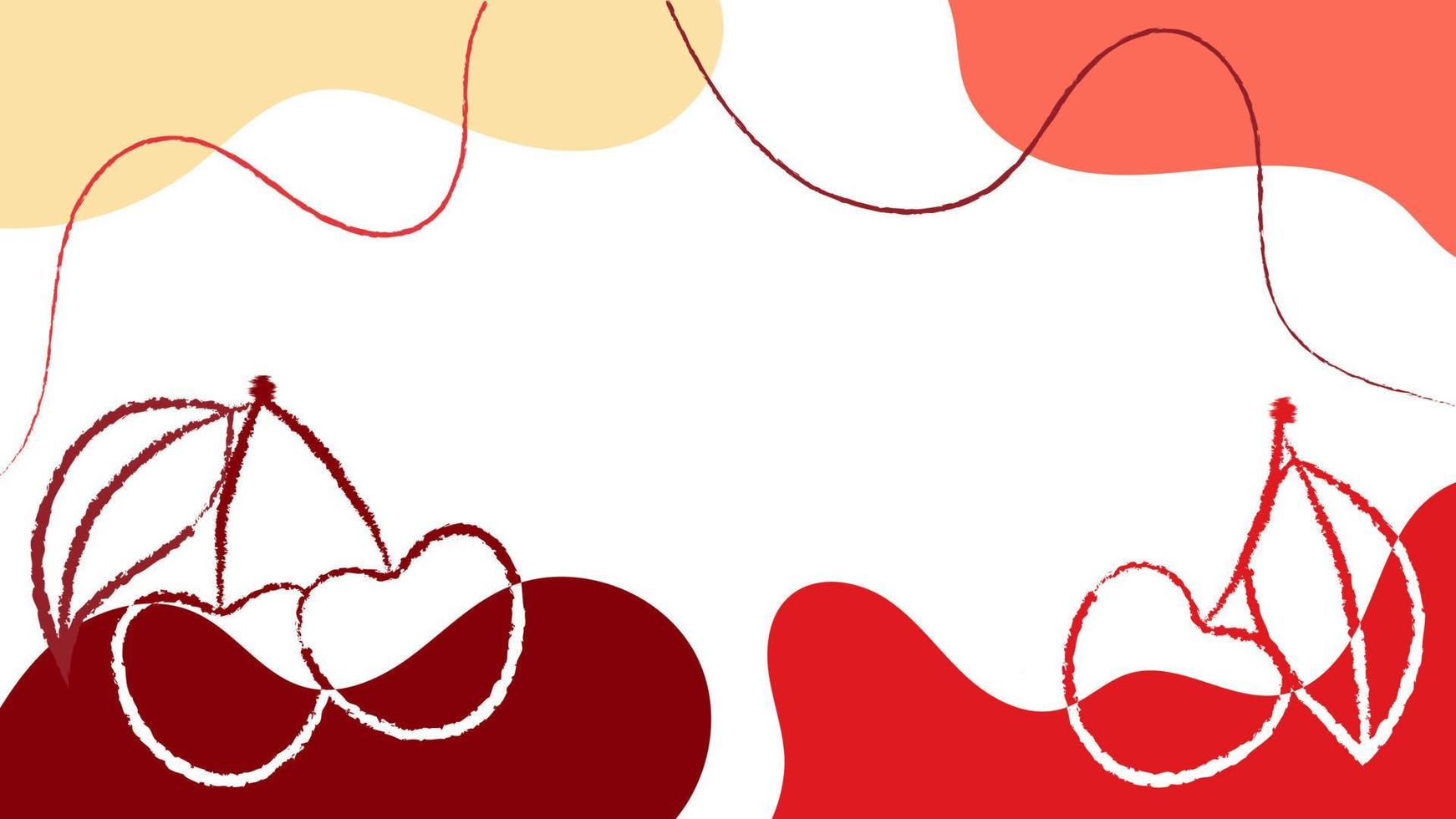 Decorative Abstract Background With Colorful Spots, Brush Strokes and Cherries vector