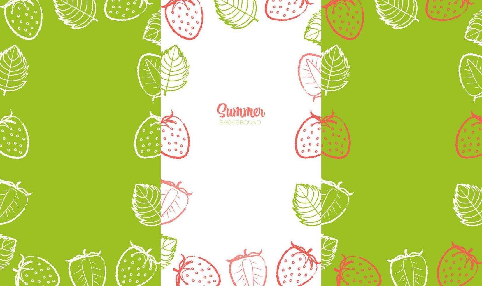 Vector Graphic Frames of Strawberries, Strawberry Slices and Leaves