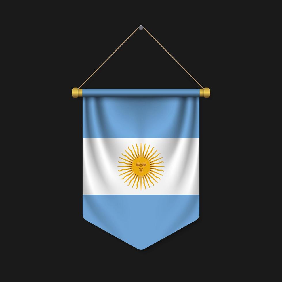 3d realistic pennant with flag vector