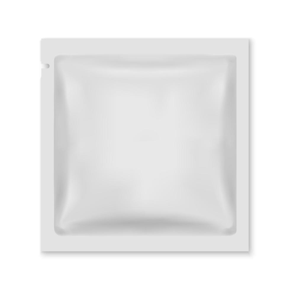 embalaje de bolsa de comida de papel de aluminio blanco en blanco vector