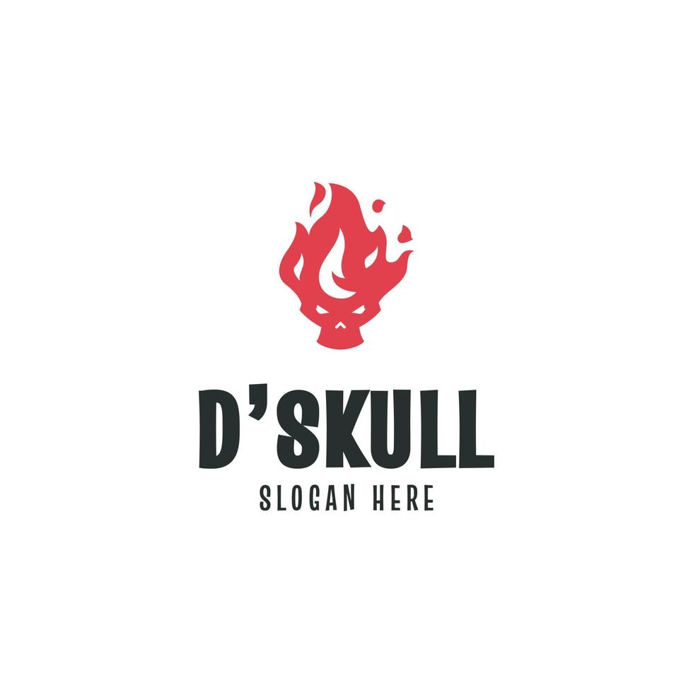 Skull fire logo design template vector