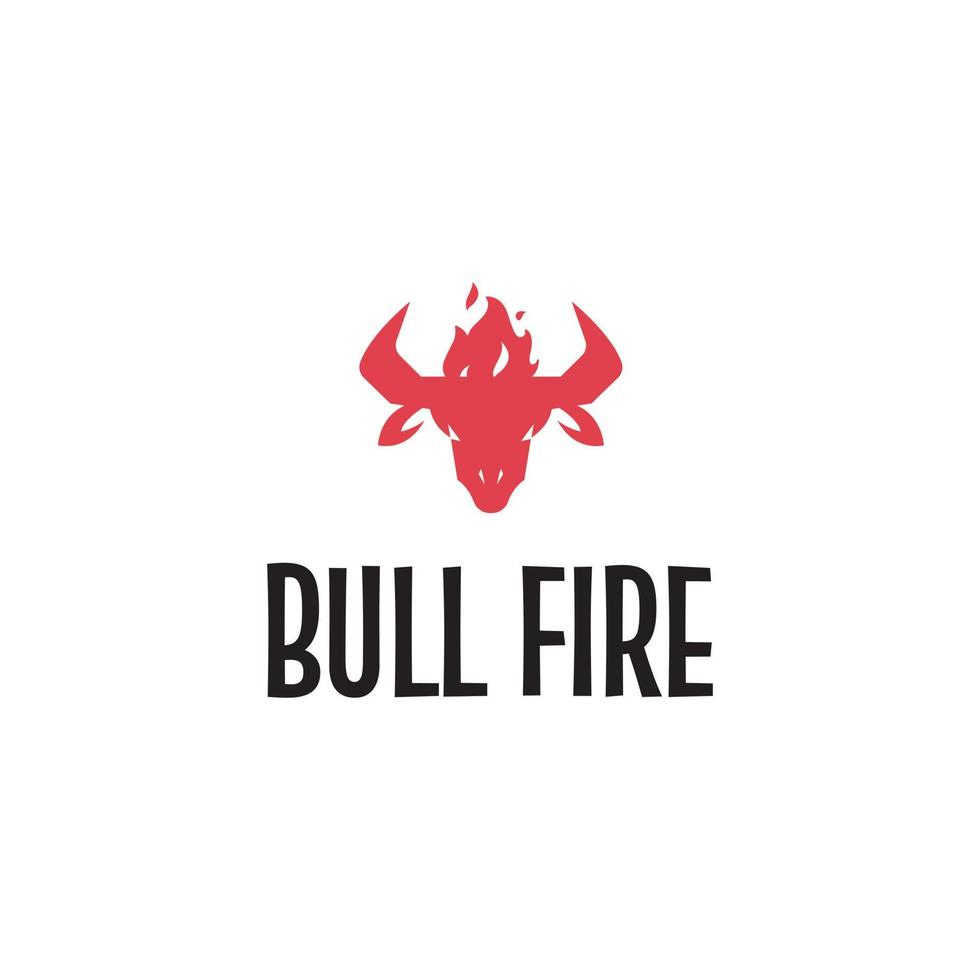 Bull on fire logo design illustration vector