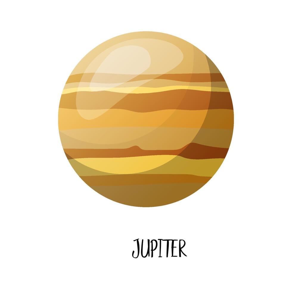 Cartoon planet for kids. Jupiter. Solar system. vector