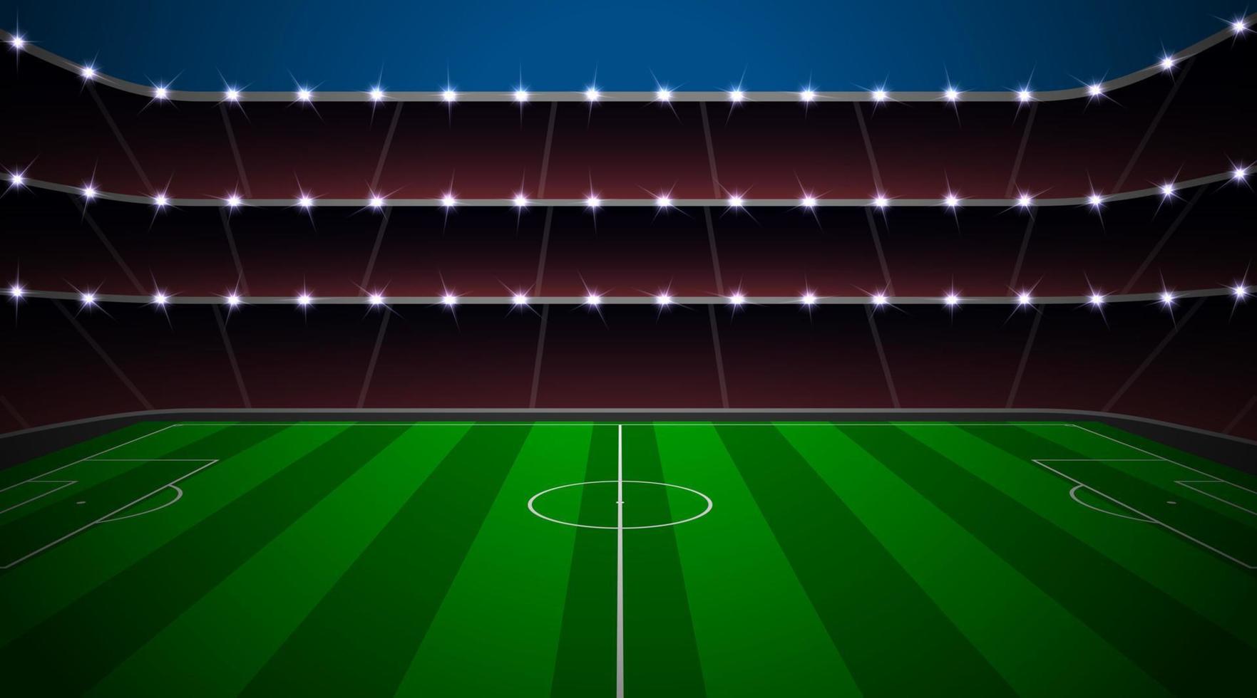 Soccer stadium with green field. vector