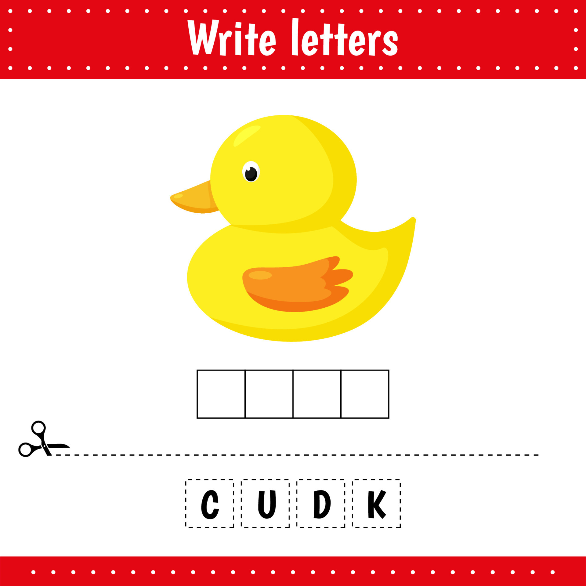 Educational game for kids. Crossword. Duck. Guess the word. Education