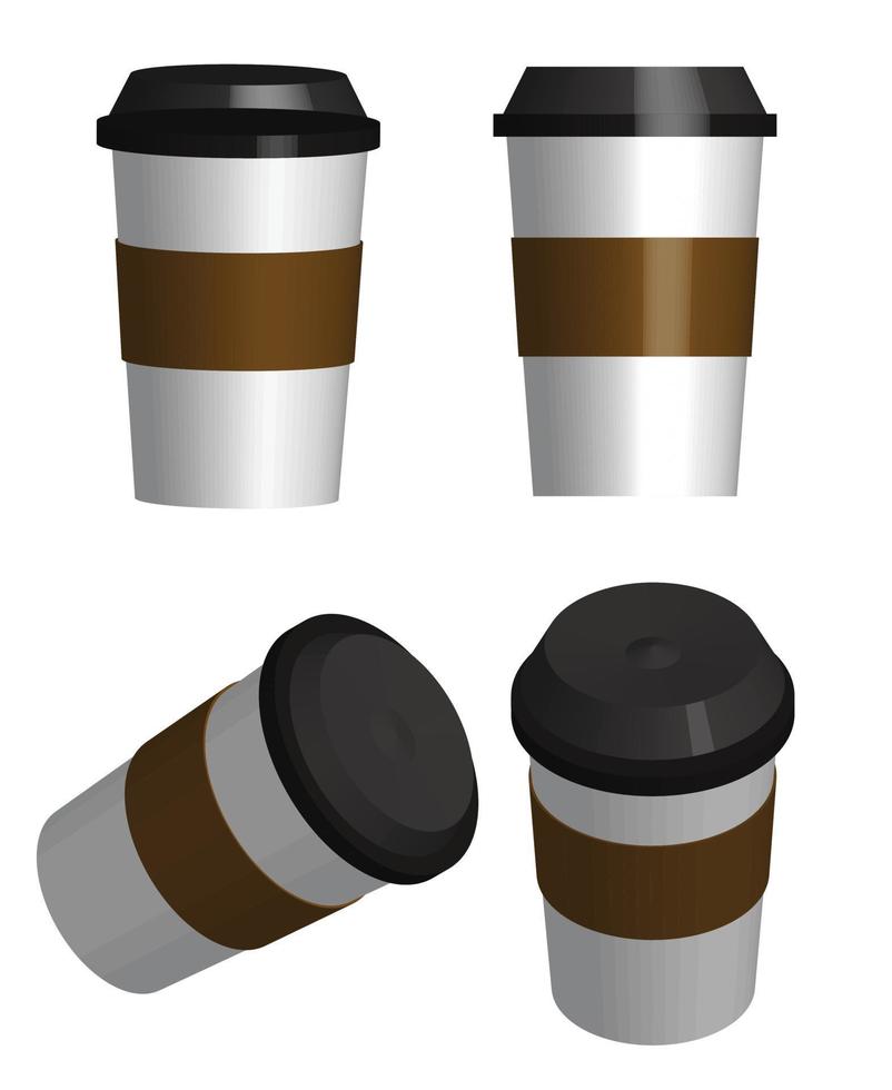 Mockup coffee cup isolated on white.Vector illustration.Top view of glass.Front view. vector