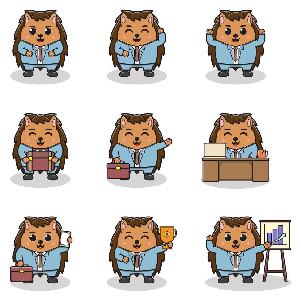 Vector Illustration of Cute Hedgehog with Businessman costume.