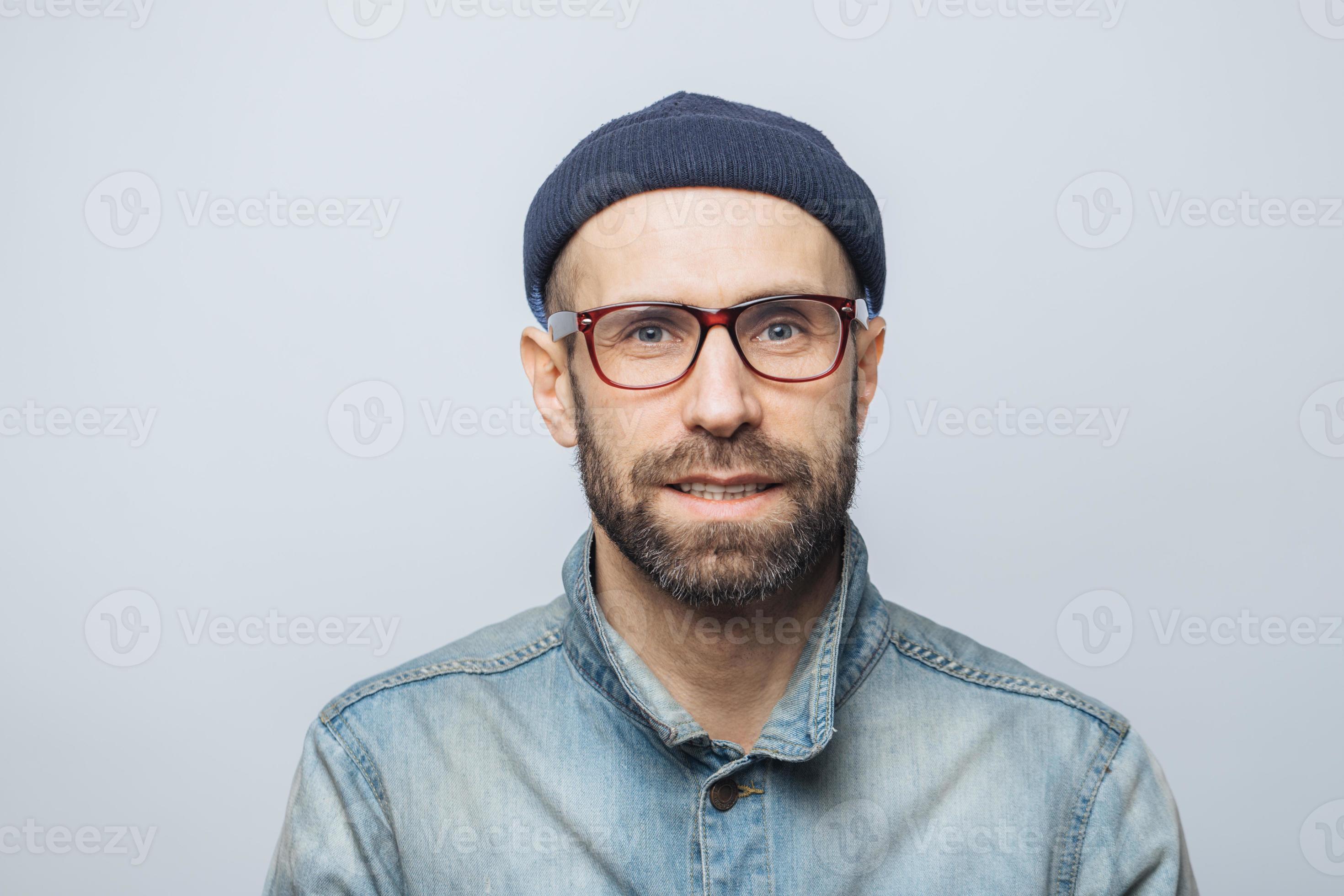 Portrait of a man with pale blue eyes. Men Health. Street fashion