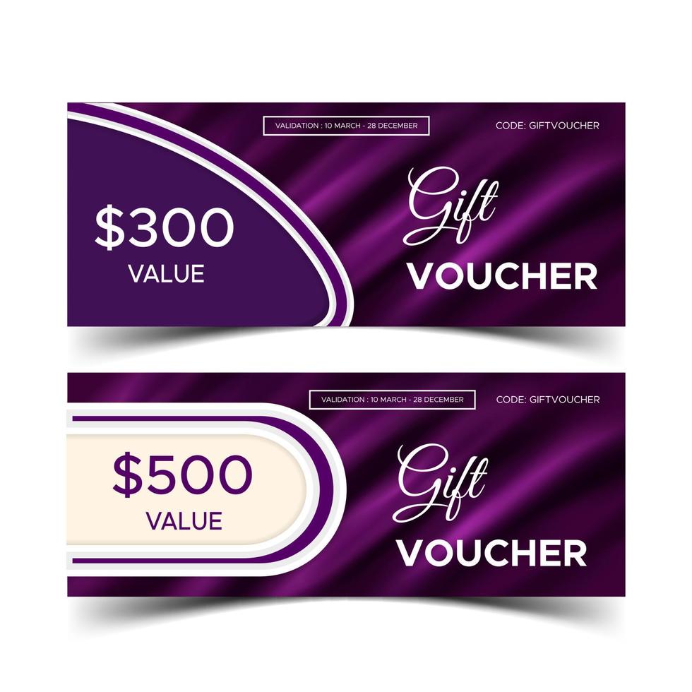 gift voucher template, card, certificate, present, coupon, and fabric style wave vector