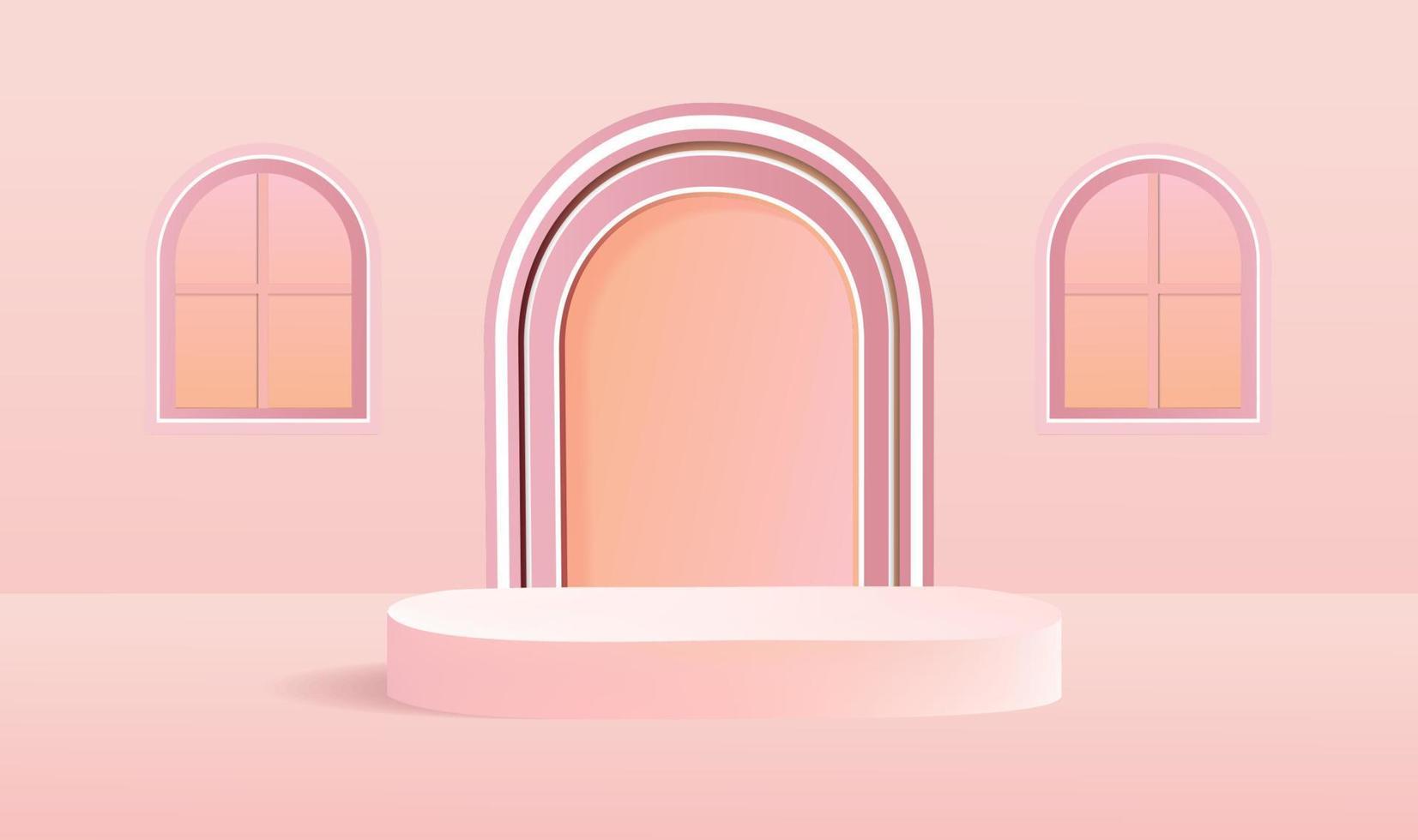 concepto de fondo de pantalla de producto 3d geométrico rosa, cilindro de podio abstracto. representación 3d vector