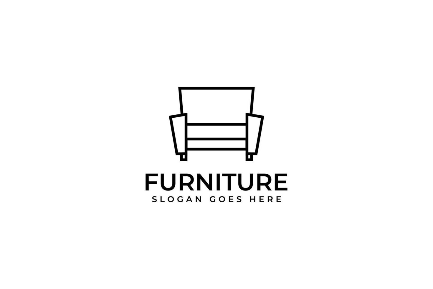 Minimalist interior sofa lines logo design vector icon symbol illustration