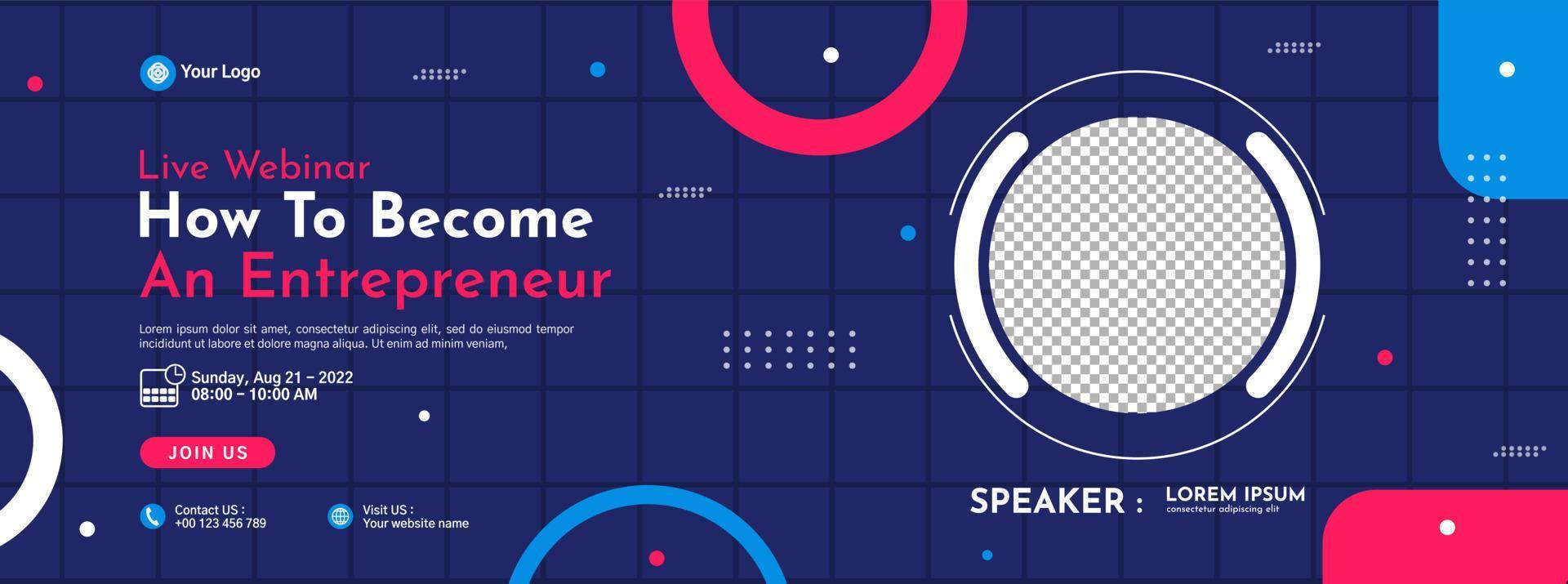 Business conference banner template design for webinar, marketing, online class program, etc vector