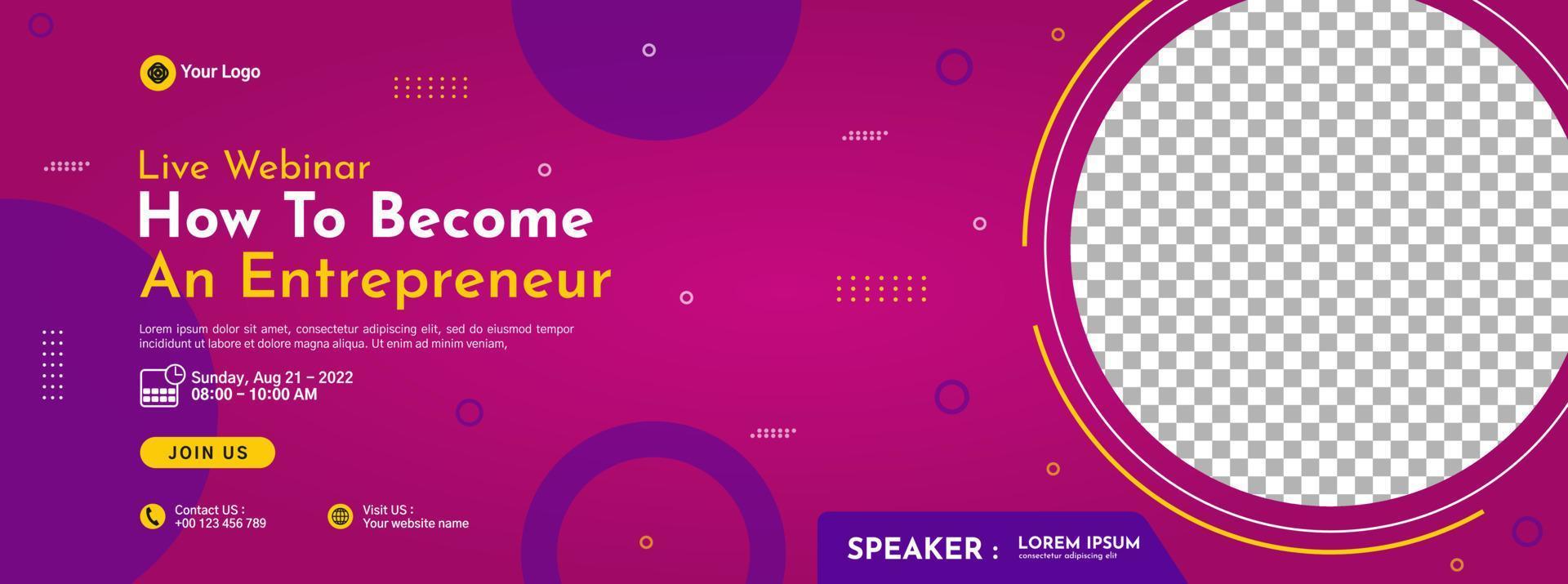 Business conference banner template design for webinar, marketing, online class program, etc vector