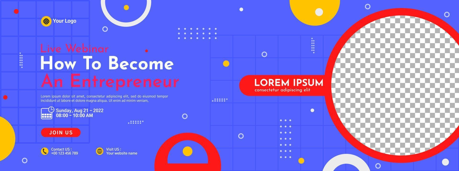 Business conference banner template design for webinar, marketing, online class program, etc vector