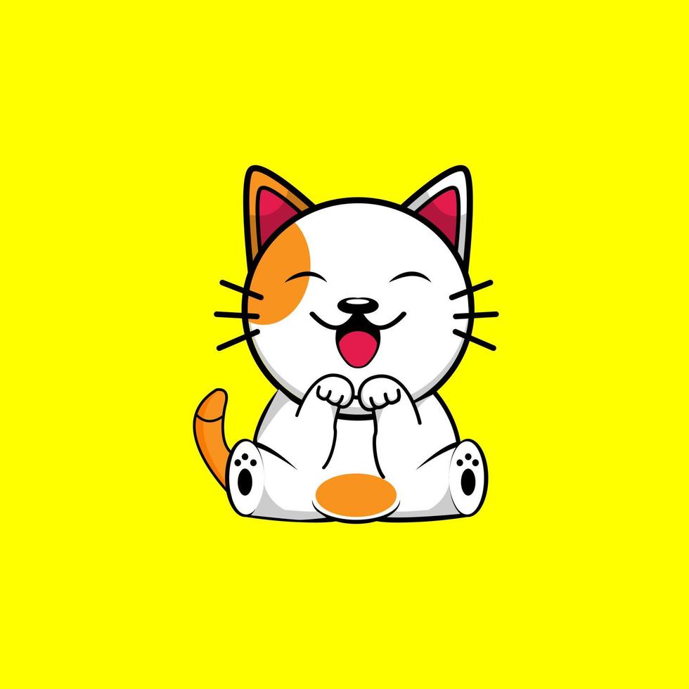 Cute cat cartoon icon illustration vector