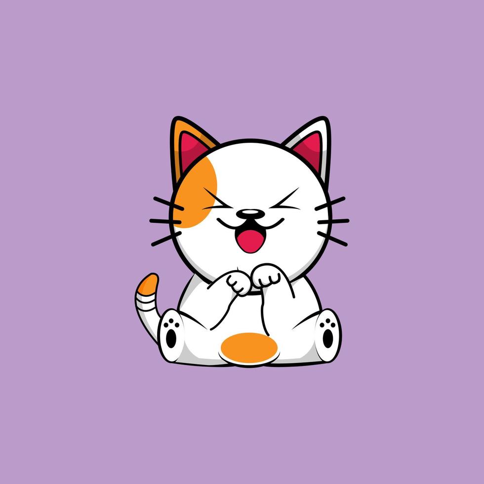 Cute cat cartoon icon illustration vector