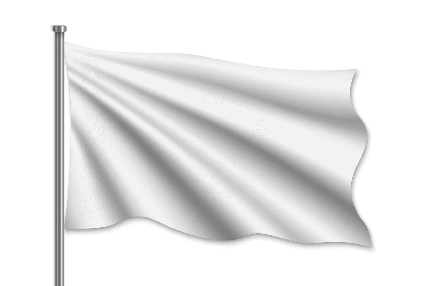 Waving blank flag on flagpole. vector