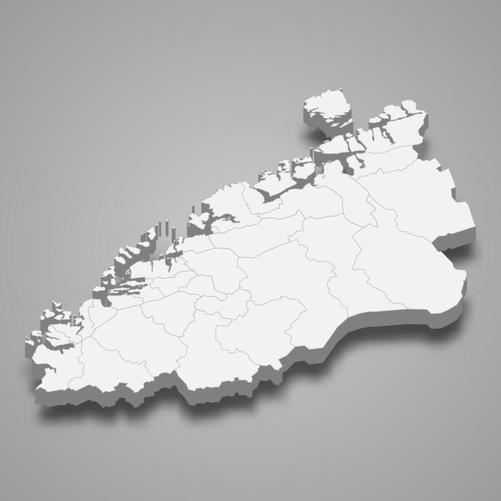 3d isometric map of More og Romsdal is a county of Norway vector