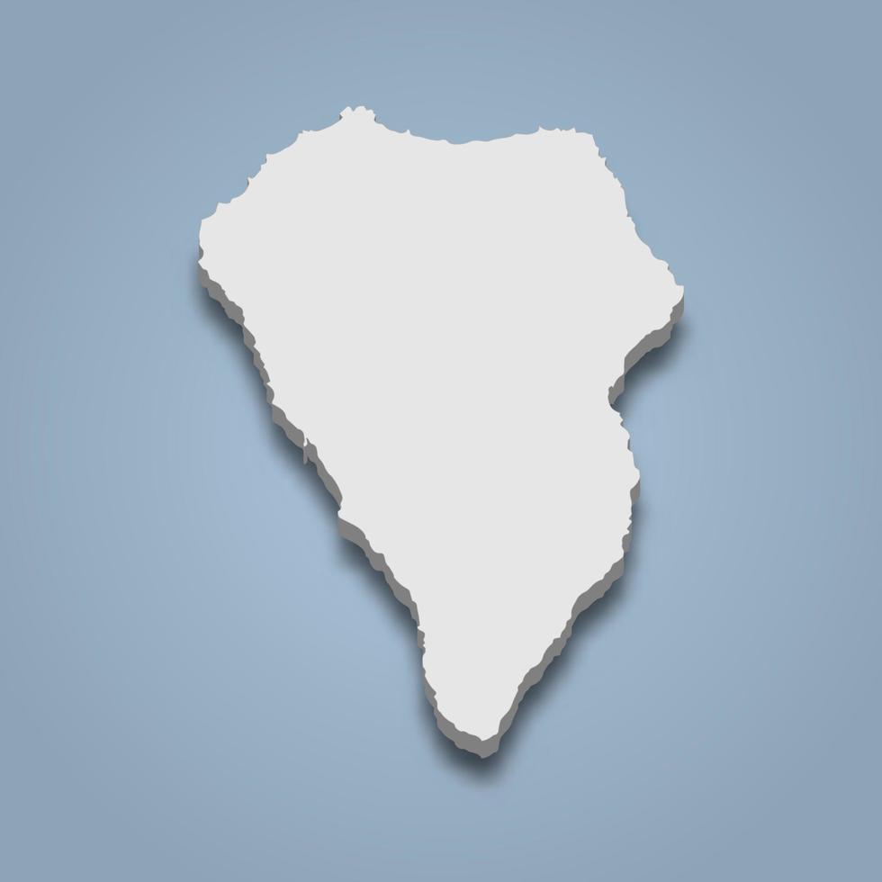 3d isometric map of La Palma is an island in Canary Islands vector
