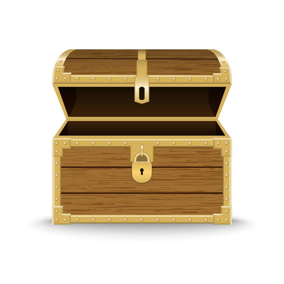 realistic wooden chest . Vector illustration